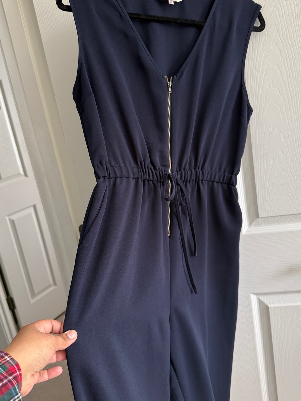Redtag Woman Navy Zip Front Jumpsuit UK 18 / US 14 Sleeveless Tapered Pants